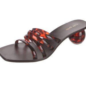 Cult Gaia Jenna Strappy Sandals with Spherical Heel - Tortoise/Brown